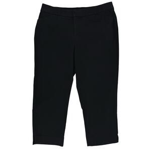 Soma‎ Women's Crop Pants Black Large Stretch Woven Fabric Pockets Capri Classic